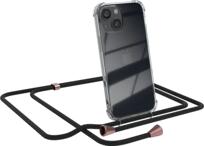 Image de EAZY CASE Chaîne pour téléphone portable compatible avec Apple iPhone 13 Mini, étui pour téléphone portable avec cordon, cordon pour téléphone portable, housse de protection Clear, cordon en noir