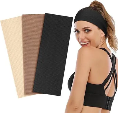 Produktbild von Famanu Haarbänder elastisch - 3 Stück Antirutsch für Yoga, Workout und Sport