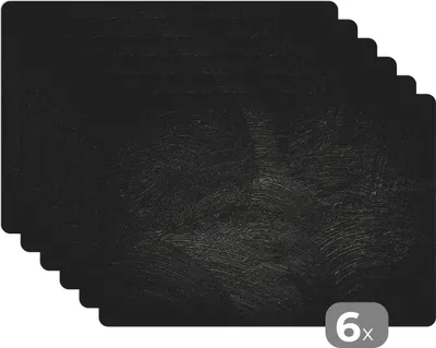 Obrázok produktu pre MuchoWow® Podložky Sada 6 podložiek Umývateľné podložky 30x45x0.3cm Betón - čierna - priemyselná Podložka pod stôl Nekĺzavá a odolná voči teplu