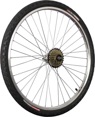 Produktbild von 26 Zoll Hinterrrad Aluminium Hohlkammer mit 7 fach Zahnkranz und Bereifung V-Brake