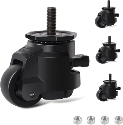 Produktbild von Schwerlastrollen M12X30mm mit verstellbarem Ratschengriff, 4 Lenkrollen bis 1000 kg, 50 mm einziehbare Werkbankrollen, Möbelrollen mit 360° Drehung, Nivellierrollen für Werkbänke und Maschinen