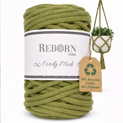 Produktbild von Makramee Garn 4mm Cordy Midi, 250g Baumwollkordel, weich & reißfest 162 Olive Green