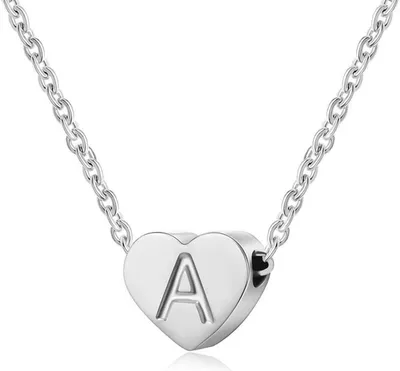 Image de Collier Femme Argent Pendentif Cœur Bijoux Initiaux Fille Cadeau d'anniversaire