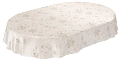 Produktbild von Tischdecke Weihnachten Schneeflocken Beige 220x140 cm Dekoration Tischwäsche
