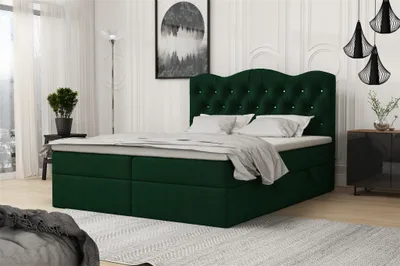 Produktbild von Boxspringbett Schlafzimmerbett LODOS 200x200cm Stoff Riviera Grün