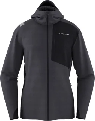 La Sportiva Descender Storm Jkt M in Schwarz; technische Midlayer Jacke für Herren mit Kapuze.