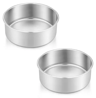 Image de Moules à gâteau ronds, lot de 2, en acier inoxydable, 14 x 5 cm