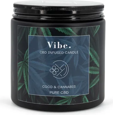Produktbild von Vibe. Coco & Cannabis: C.B.D. Duftkerze, Aromakerze mit Sojawachs, Ø9,5 cm, 350g, Glas