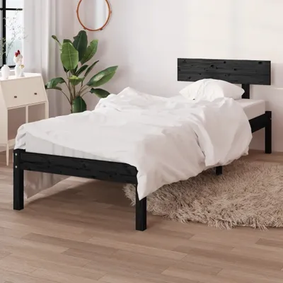 Produktbild von The Living Store Massivholzbett Schwarz Kiefer 90x190 cm