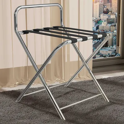 Produktbild von 2er-Set WILSON | Kofferständer | Chrom | + Wandschutz | Ablage Bock Gepäck