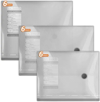 Productafbeelding van Vacuümzakken voor kleding - Set van 18 - 6 x 40 x 50 cm - 6 x 40 x 60 cm - 6 x 50 x 60 cm - Reiskleding - Overhemden