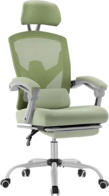 Produktbild von Sweiko Bürodrehstuhl mit Lendenwirbelstütze und gepolsterten Armlehnen, ausziehbare Fußstütze, ergonomisch, grün
