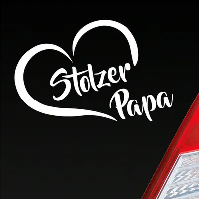 Produktbild von Auto Aufkleber Stolzer Papa Liebe Herz Vater Kind 13x10 cm Weiss Glanz Sticker Heckscheibenaufkleber