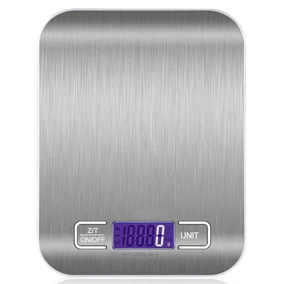 Produktbild von Digitale Küchenwaage 10kg gebürstete Edelstahl Wiegefläche LCD Display Feinwaage Waage
