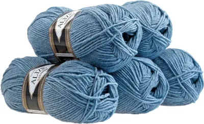 5 x 100g Strickgarn ALIZE Lanagold hellblau