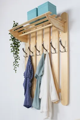 Produktbild von Garderobe Kiefer massiv Vollholz natur Junco 347 – Abmessungen: 100 x 70 x 31,5 cm (H x B x T)