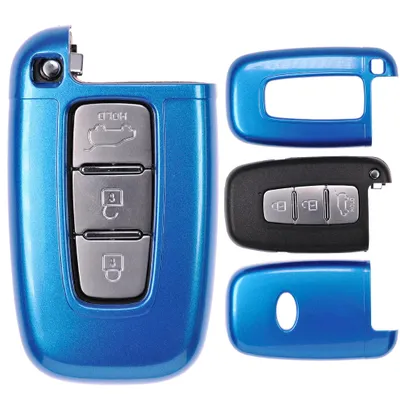 Produktbild von Auto Schlüssel Kunststoff Hülle ABS Plastik Schutz Cover Blau kompatibel mit Hyundai i10 i20 ix35 Kia Ceed Soul Sportage KEYLESS SMARTKEY