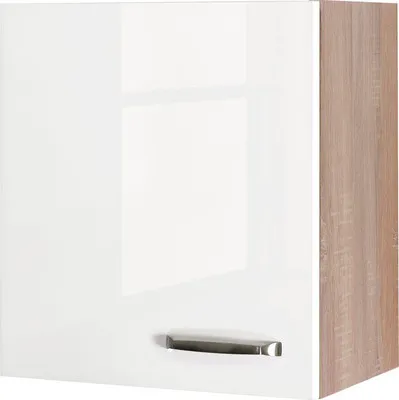 Produktbild von Hängeschrank Küche - 50 cm breit - Hochglanz Weiß Sonoma Eiche – Valencia