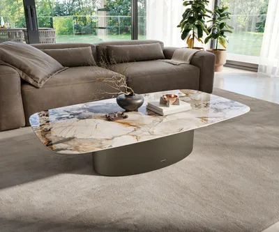 Produktbild von DELIFE Couchtisch Edge Boot 135x80 cm Keramik Patagonia Poliert Casilda Effektfinish Titan