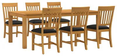 Produktbild von vidaXL Essgruppe 7 Stk. Schwarz Massivholz Eiche
