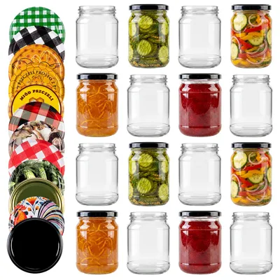 Zdjęcie produktu dla SUPERBUTELKI - Zestaw 48x Słoiki szklane 460 ml na przetwory, ogórki, dżem, miód - Słoiki z zakrętkami