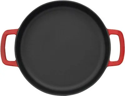 Image de Poêle Double Anse 28cm Rouge Fonte Recyclée, Polyvalence Et Durabilité - Combekk
