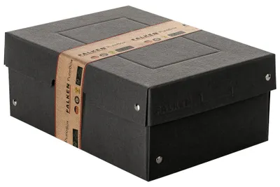 Produktbild von Aufbewahrungsbox Schwarz, A5, 25 x 18 x 10 cm, mit Deckel,Pappe, genietet