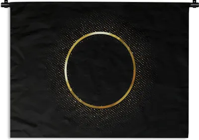 Produktbild von MuchoWow® Wandteppich Wandbehang Abstraktes Bild eines goldenen Kreises mit Sternen 150x112.50 cm Tapisserie Dekoration Wandtuch - Wanddecke - Wandteppiche