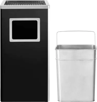 Obrázek produktu pro vidaXL Odpadkový koš s popelníkem Hotel 45 l Ocelová černá
