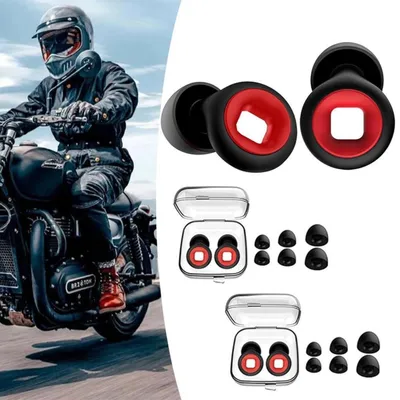 Zdjęcie produktu dla Zatyczki do uszu motocyklowe, redukujące hałas wiatru, 2 sztuki, w zestawie 4 rozmiary (XS-L), kolor: czarny