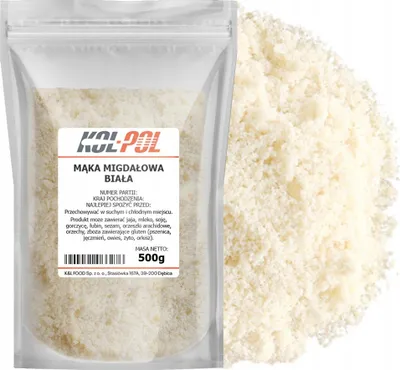Zdjęcie produktu dla MĄKA MIGDAŁOWA BEZ SKÓRKI 500g Mielone migdały naturalna dieta keto Kol-Pol