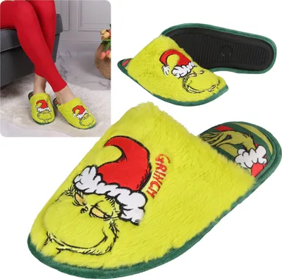 Produktbild von Der Grinch Damenhausschuhe, grün, pelzige Hausschuhe 38-39 EU