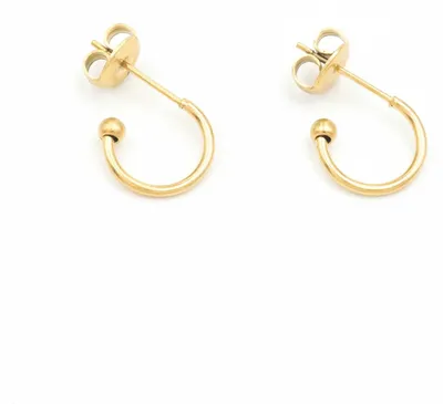 Produktbild von Vintageparts Halbcreolen 11 mm 304 Edelstahl 14K Goldbeschichtung, 2 Stück