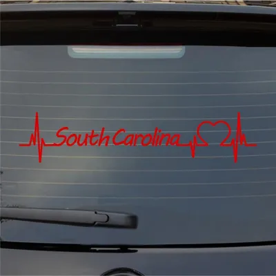 Produktbild von Heckscheibenaufkleber South Carolina Herzschlag Staat USA Liebe 55x12 cm Rot Auto Aufkleber Sticker