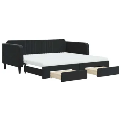 Zdjęcie produktu dla VidaXL 3197146, sofa rozkładana, Czarny, Pianka, Metal, Poliester, Drewno, 2230 mm, 1100 mm
