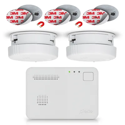 Immagine prodotto di Alecto BPB19 - Set antincendio con 2 mini rilevatori di fumo, 1 rilevatore di monossido di carbonio e 3 set di fissaggio magnetico