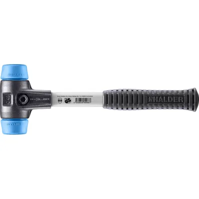 Produktbild von HALDER SIMPLEX Schonhammer Ø 40 mm TPE-soft blau mit verstärkem Tempergussgehäuse und Fiberglasstiel
