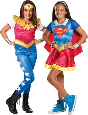 Produktbild von Supergirl & Wonder Woman Doppelpack Kostüm Kindergröße: 110-116