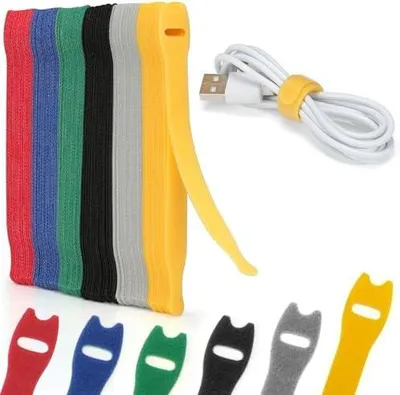 Produktbild von 120 Stück Wiederverschließbare Kabelbinder aus Nylon - Klettband Kabelbänder für Kabelmanagement - Ideale Kabel Organizer für Schreibtisch Ladekabel, PC-Kabel - 6 Gemischte Farben