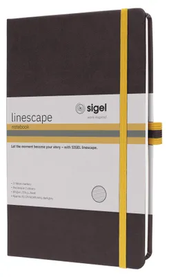 Productafbeelding van SIGEL LS107 Notitieboek Linescape, ongeveer A5 formaat, 176 pagina's, hardcover, geruit, 80 g/m², donkergrijs