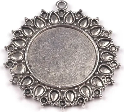 Produktbild von 1 Verzierter Anhänger mit Cabochon-Fassung Ø 40mm Kettenanhänger Schmuckanhänger