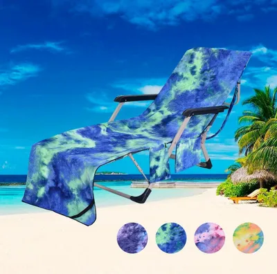 Obrázek produktu pro Plážové lehátko ručník Lounge Chair Cover, přenosný kryt na plážový ručník z mikrovlákna, s 2 bočními kapsami, pro dovolenou, opalování（Green）