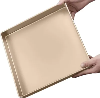 Obrázek produktu pro Plech na pečení – Plech do trouby – Plech na pizzu – Pro domácí pečení – Nepřilnavý povrch – 28 cm – Zlatá barva