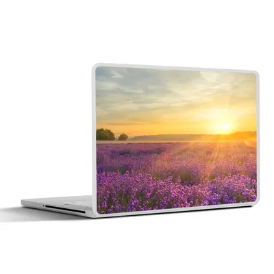 Produktbild von MuchoWow® Laptop Aufkleber Sticker Cover Lavendel - Sonnenuntergang - Bäume - Lila 30x22 cm - Laptop-Sticker