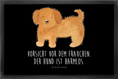 Produktbild von Mr. & Mrs. Panda Schmutzfangmatte Hund Flauschig 50 x 75 cm - Schwarz - Geschenk, Fussmatte, Niedlich, Gummimatte, Bodenvorleger, Hunde, Sprüche, fußmatte, Frauchen