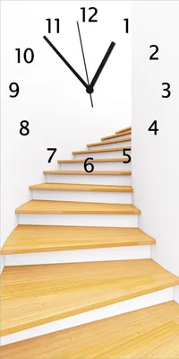Produktbild von Wallario Design Wanduhr Wendeltreppe aus hellem Holz aus Echtglas, Größe 30 x 60 cm