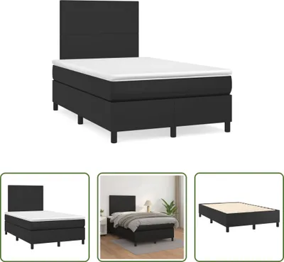Produktbild von The Living Store Boxspringbett mit Matratze Schwarz 120x190 cm Kunstleder