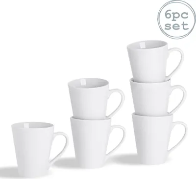 Produktbild von Weiße Milchkaffee Latte Tee Tassen - 285 ml - 6er Set