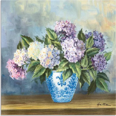 Produktbild von ARTland Wandbild Alu für Innen & Outdoor Hortensien Größe: 40x40 cm