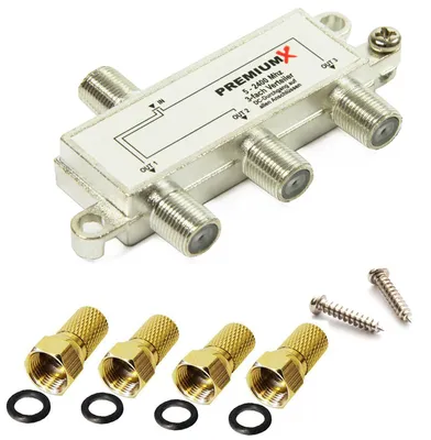 Produktbild von PremiumX Switch 3-fach Verteiler 5-2400 MHz SAT Umschalter Digital Kabel HDTV 4K inkl. 4 F-Stecker